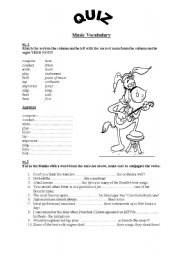 English Worksheet: Music vocabulary quiz