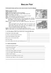 English Worksheet: Test  - to be, to be born, there to be - past simple
