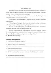 English Worksheet: reading passage