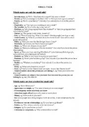 English Worksheet: Small Talk