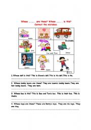 English Worksheet: possessives