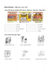 English Worksheet: Review: There to be & Can/Cant
