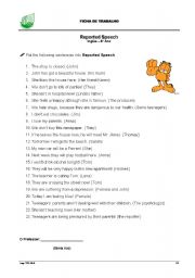 English Worksheet: reported speech exercises