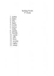 English worksheet: 3rd Grade Spelling Words 