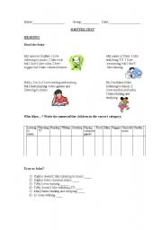 English Worksheet: Test for First Form 