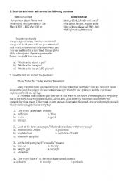 English Worksheet: reading comprehesion