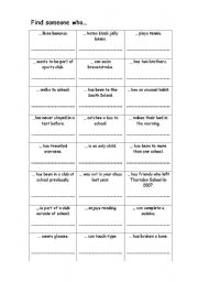 English Worksheet: Find someone who...
