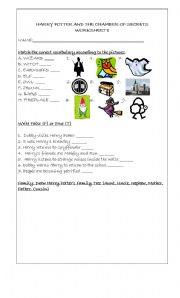 English Worksheet: Harry Potter and the Chamber of secrets