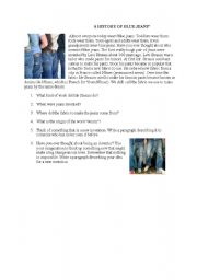 English Worksheet: A HISTORY OF BLUE JEANS