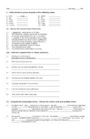 English Worksheet: Simple Present Study guide