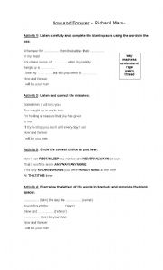 English worksheet: Now and Forever
