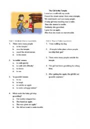 English Worksheet: The Girl in the Temple
