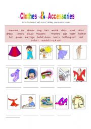 English Worksheet: Clothing & Acessories