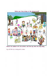 English Worksheet: what are they doing in the playground?