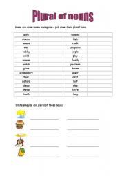 English Worksheet: Plural of nouns