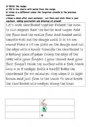 English worksheet: read and cook your own shortbread worksheet 2