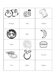 English worksheet: food colouring and matching game