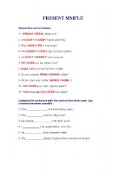 English worksheet: PRESENT SIMPLE