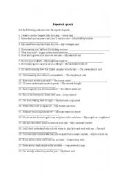 English Worksheet: Reported speech