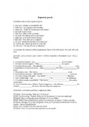 English worksheet: Reported speech