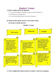 English Worksheet: Readers Corner ( should for giving advice)