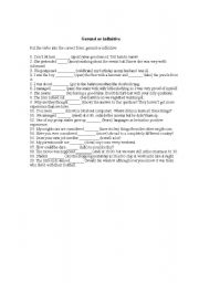 English worksheet: Gerund or infinitive