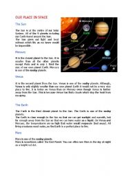 English Worksheet: Our place in space