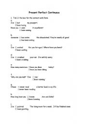 English Worksheet: Present perfect or present perfect continuous