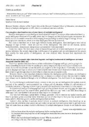 English Worksheet: Multiple Intelligences - Teachers guide