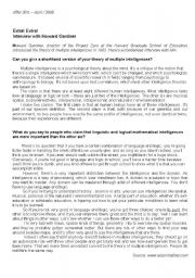 English Worksheet: Multiple Intelligences - Students copy