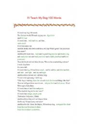 English Worksheet: I will teach my dog 100 words - fairy tail