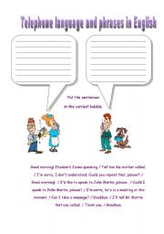 English Worksheet: Telephone conversation