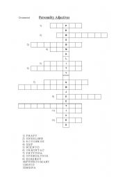 English worksheet: Personality crossword