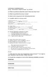 English worksheet: Somewhere only we know