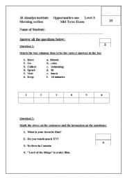 English Worksheet: exam