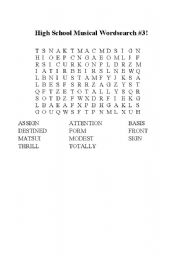 English Worksheet: HSM Wordsearch