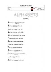 English worksheet: alphabet poem