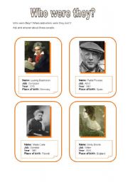 English Worksheet: Who were they?