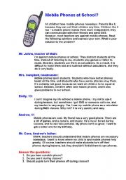 English Worksheet: Mobile Phones at School