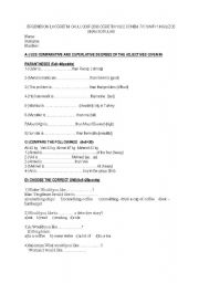 English Worksheet: elementary exam questions on comparatives
