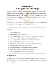 English Worksheet: Globalization: a webquest