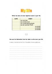 English worksheet: Simple writing about the past 