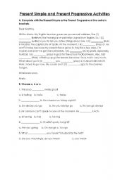 English worksheet: Present Simple and Present Progressive Activities