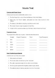 English Worksheet: Nouns test
