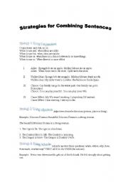 English worksheet: Strategies for Combining Sentences