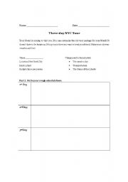 English worksheet: NYC Tour and Budget Planning