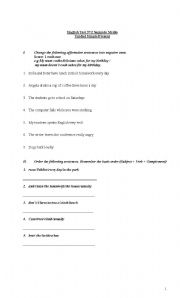 English worksheet: test - simple present