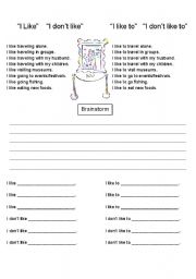 English Worksheet: I Like vs I like to