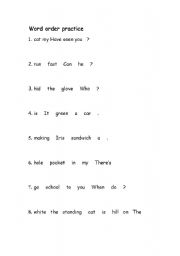 English worksheet: Word Order Practice