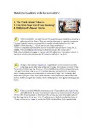 English Worksheet: reading: match the headlines with the news items